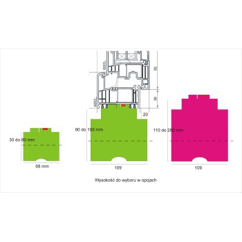 Podkład, podwalina - Gealan 9000 - Wysokość do wyboru x 6,8/10,9x122 cm